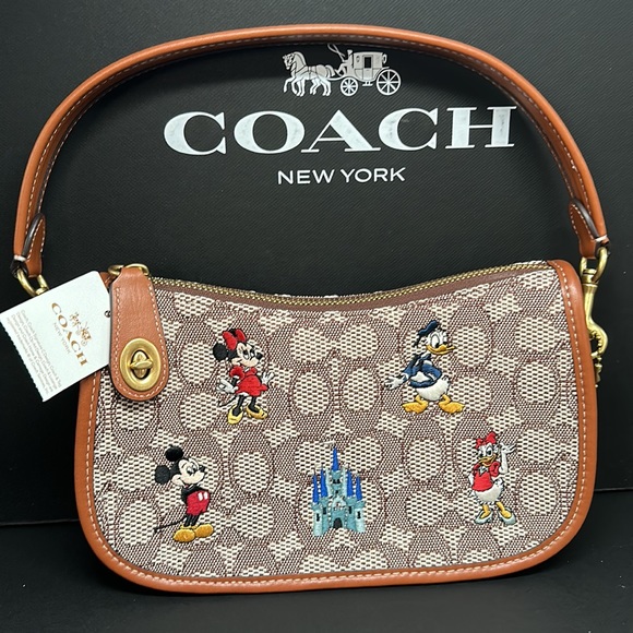 NWT Coach Disney X Coach Swinger Bag In Signature Textile Jacquard Mickey Mouse - Picture 3 of 15